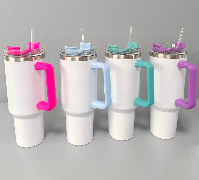 China RTS 40oz Sublimation Mug with Colored Handle Free Shipping (12pcs/25pcs)