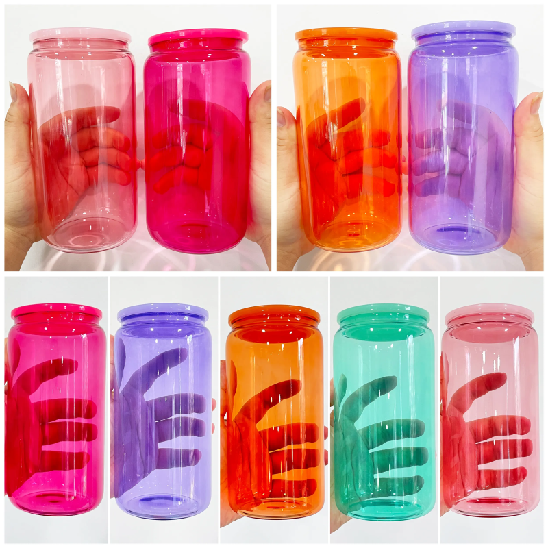NEW China RTS 16oz Sublimation Colored Glass Can Free Shipping (50PCS)
