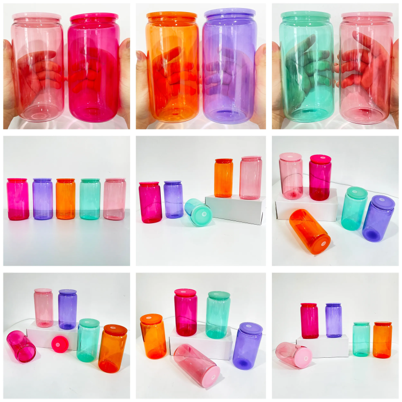NEW China RTS 16oz Sublimation Colored Glass Can Free Shipping (50PCS)