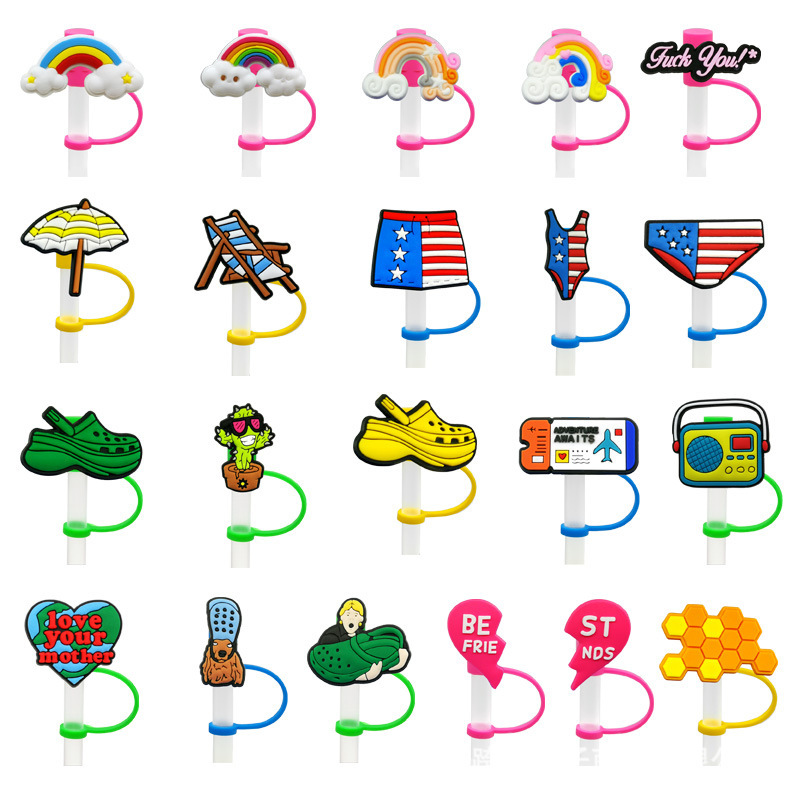 NEW RTS Cute Adorbale Straw Toppers Fit 7-8mm Dia Straw Free Shipping (100pcs/20pcs)