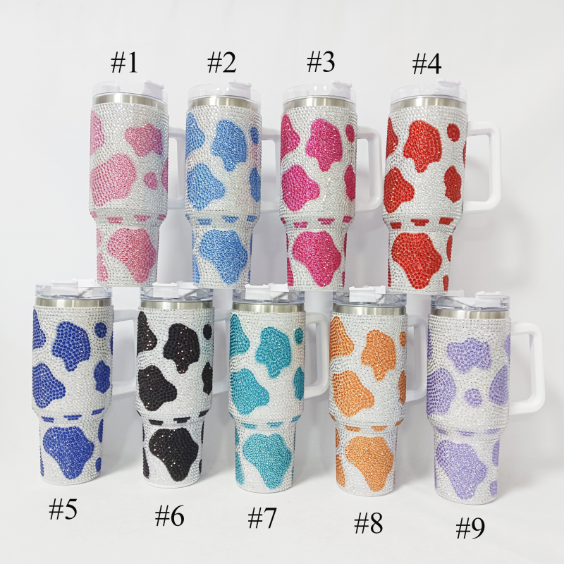 NEW China RTS Rhinestone Cow Print Mug Free Shipping (12PCS/25PCS)