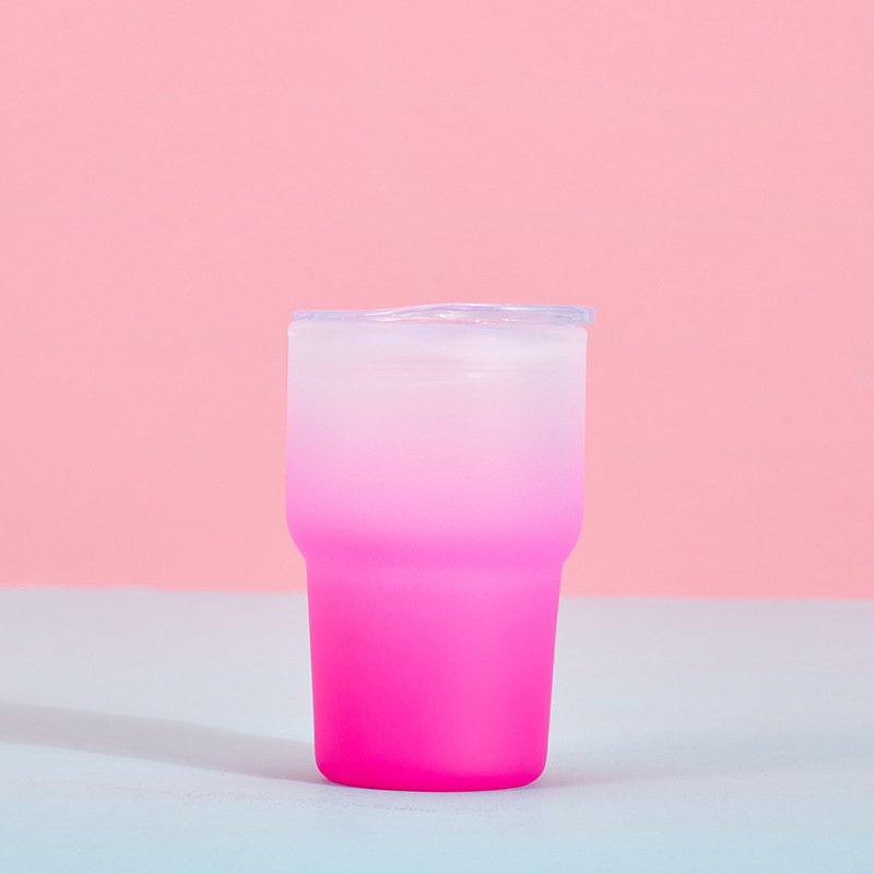 NEW RTS 3oz Sublimation Ombre Glass Mini Shot Glass Mix Colors Free Shipping with Plastic Straw (50pcs)