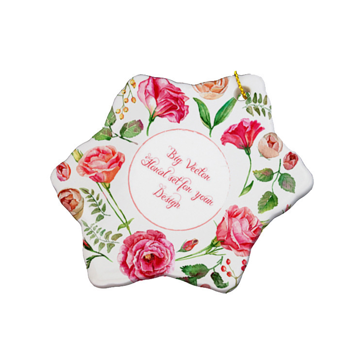 RTS Sublimation Double Sided Ceramic Blank Ornaments Pendant Free Shipping (50PCS/100pcs)