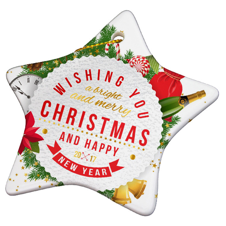 RTS Sublimation Double Sided Ceramic Blank Ornaments Pendant Free Shipping (50PCS/100pcs)
