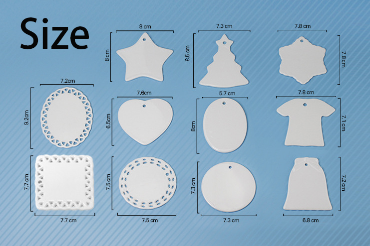 RTS Sublimation Double Sided Ceramic Blank Ornaments Pendant Free Shipping (50PCS/100pcs)