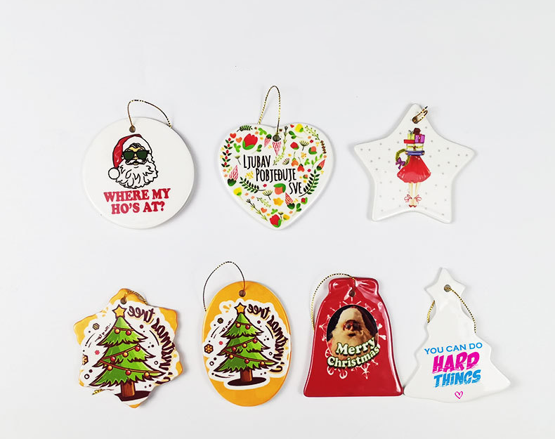 RTS Sublimation Double Sided Ceramic Blank Ornaments Pendant Free Shipping (50PCS/100pcs)