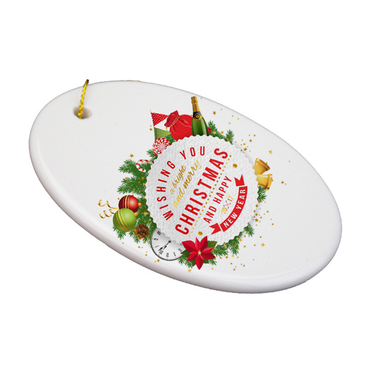 RTS Sublimation Double Sided Ceramic Blank Ornaments Pendant Free Shipping (50PCS/100pcs)