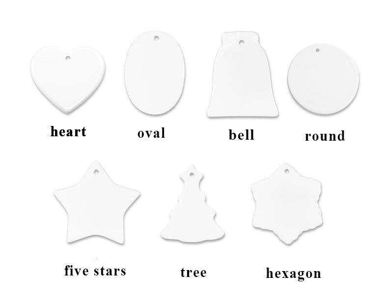 RTS Sublimation Double Sided Ceramic Blank Ornaments Pendant Free Shipping (50PCS/100pcs)