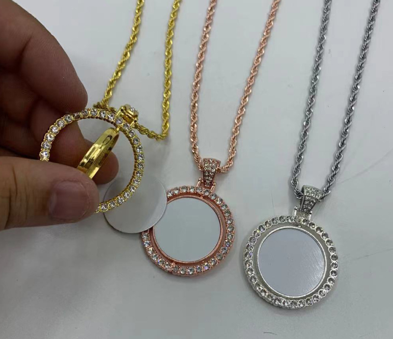 NEW RTS Sublimation Double Sided Blank Photo Picture Necklace Free Shipping (25pcs/50pcs)