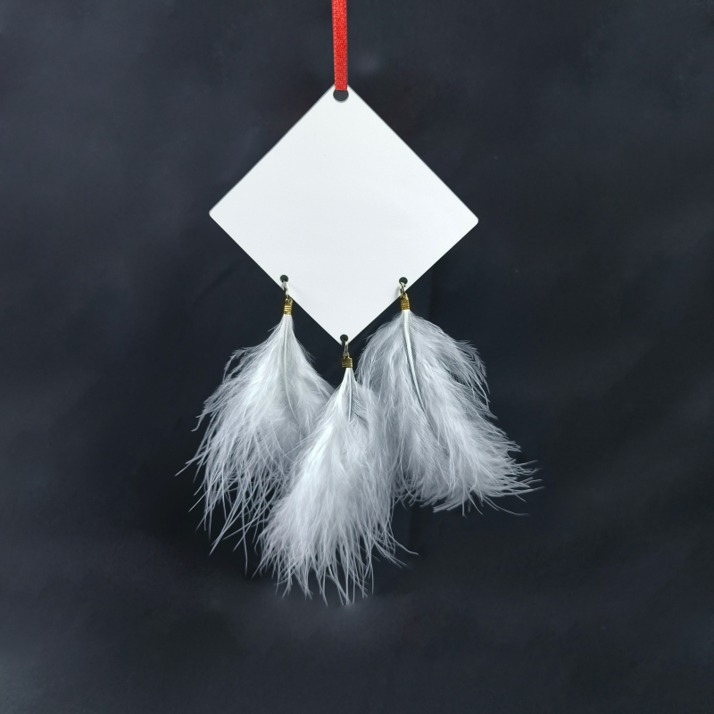 RTS 2.7 * 2.7inch Sublimation MDF Double Sided Pendant with Feather Free Shipping (40PCS/60pcs)