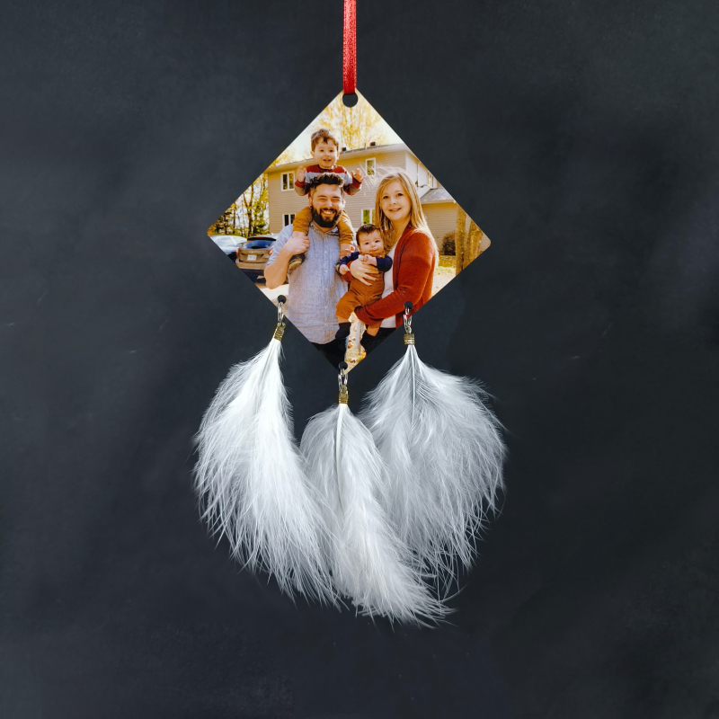 RTS 2.7 * 2.7inch Sublimation MDF Double Sided Pendant with Feather Free Shipping (40PCS/60pcs)
