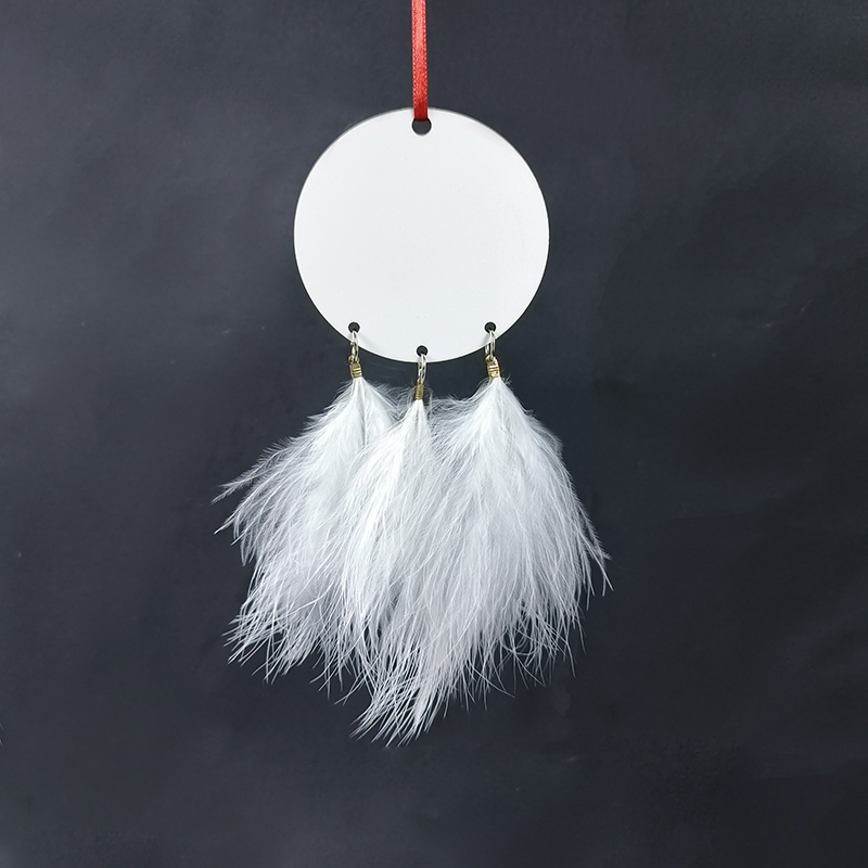 RTS 2.7 * 2.7inch Sublimation MDF Double Sided Pendant with Feather Free Shipping (40PCS/60pcs)