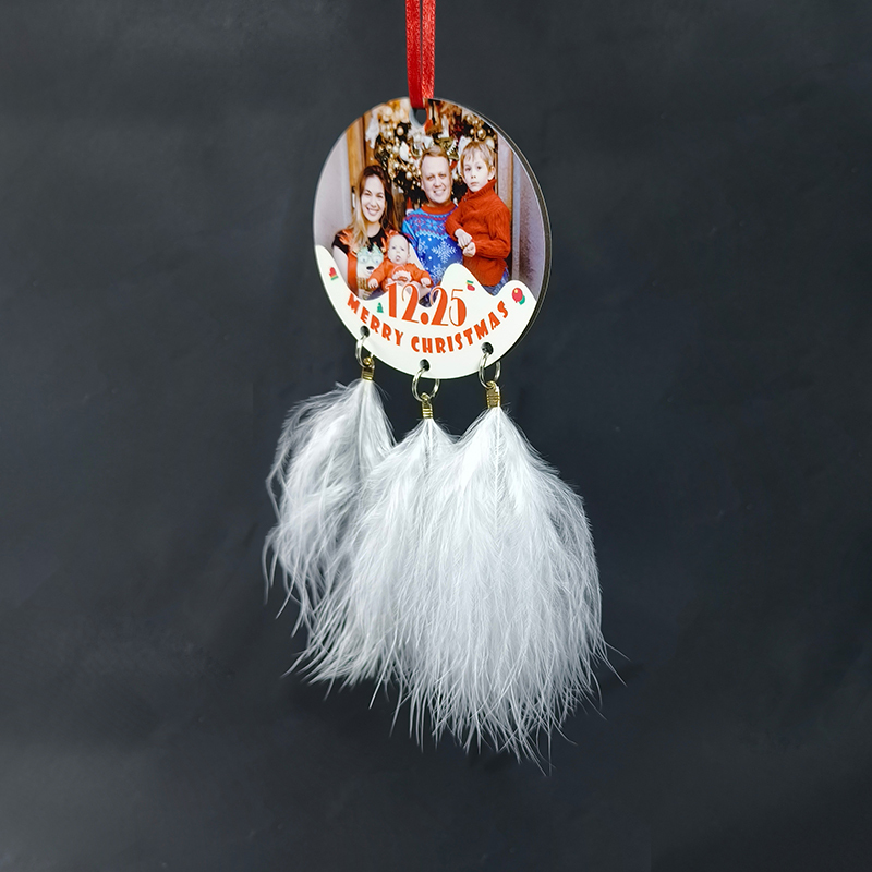 RTS 2.7 * 2.7inch Sublimation MDF Double Sided Pendant with Feather Free Shipping (40PCS/60pcs)
