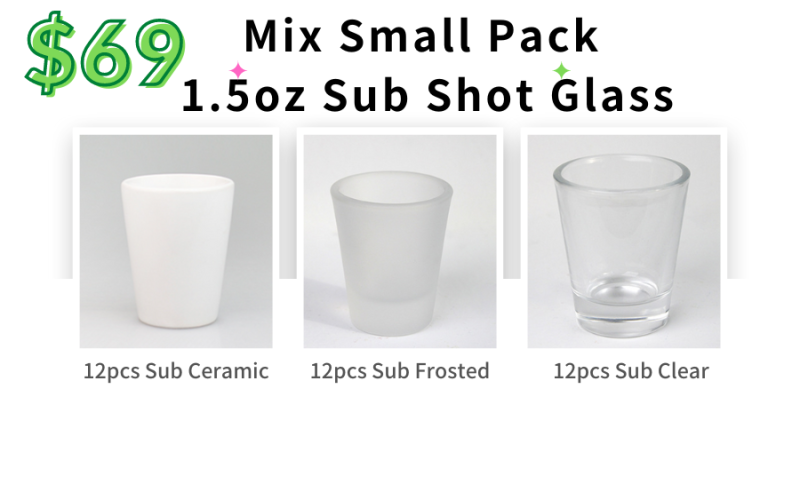 RTS 1.5oz Sublimation Blank Ceramic/Frosted/Clear Shot Glass Free Shipping (36pcs/72pcs)