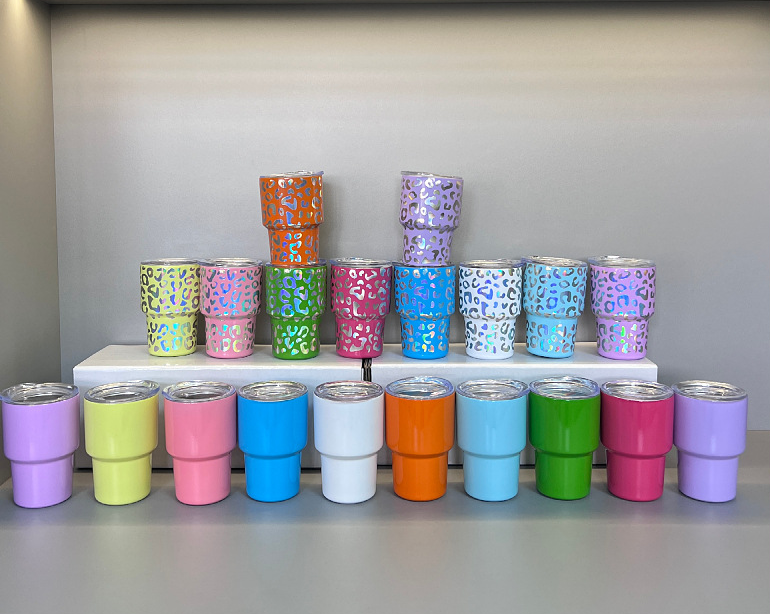 NEW RTS 3oz Shimmer Leopard Print Shot Glass Free Shipping (20pcs/50pcs)