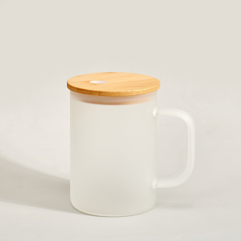 US RTS 15oz Sublimation Frosted Glass Cup with Handle Free Shipping (25PCS)