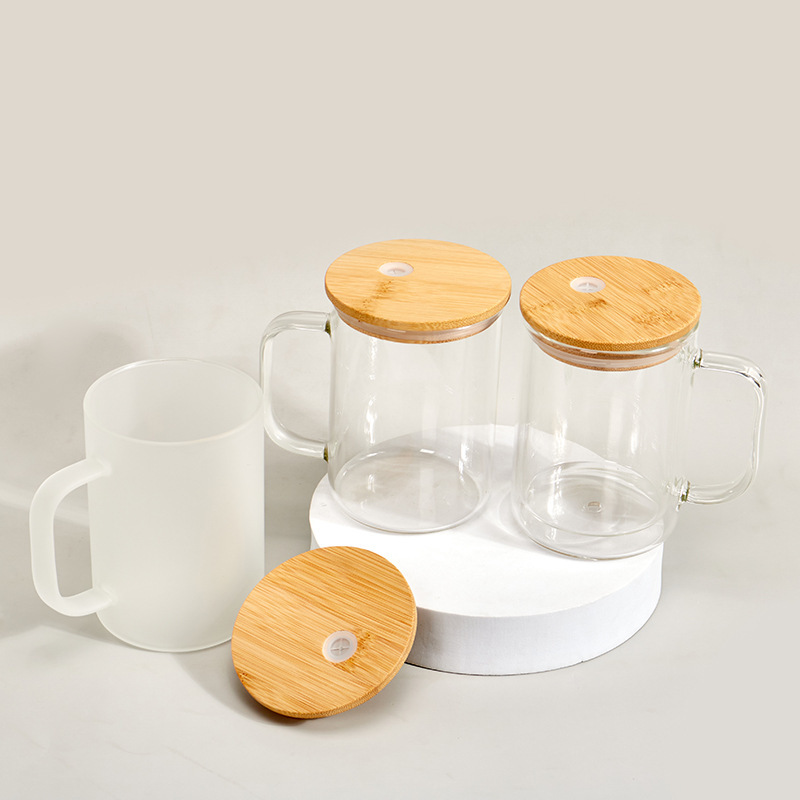 RTS China 15oz Sublimation Clear/Frosted Glass Mug with Handle Free Shipping (25PCS/50PCS)