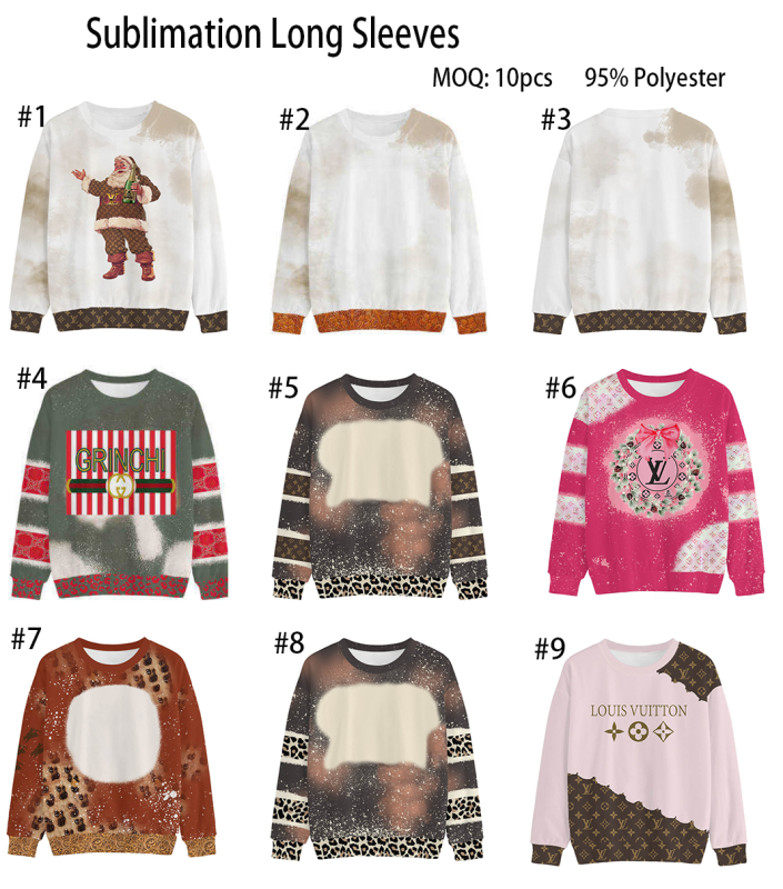 NEW Sublimation Bleached Long Sleeve Hoodies 95% Polyester Free Shipping(10pcs/30pcs)