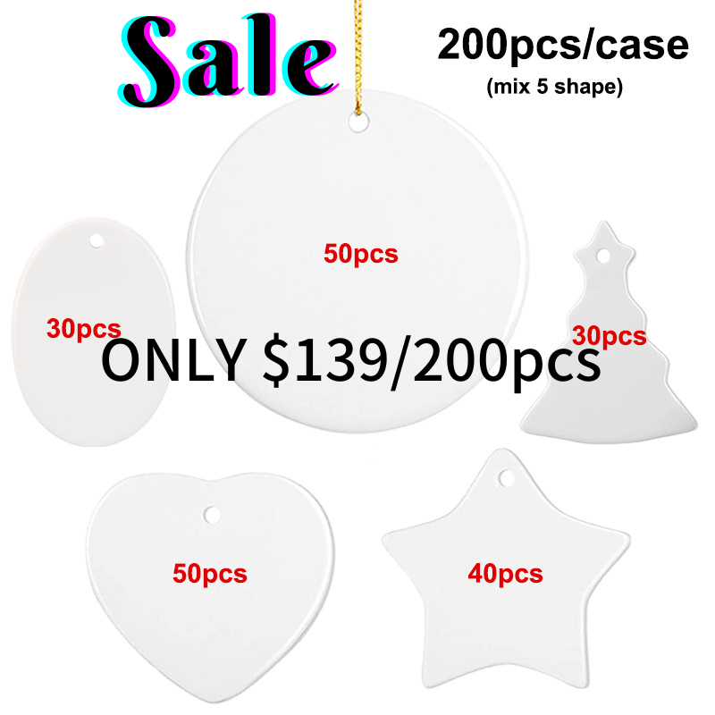 US RTS Sublimation Ceramic Ornaments Pendant (200PCS) (Free Shipping)