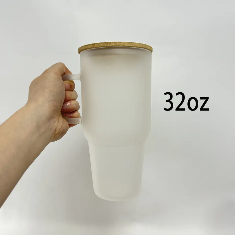 RTS US 32oz/40oz Sublimation Clear/Frosted Glass Mug with Handle Free Shipping (12PCS)