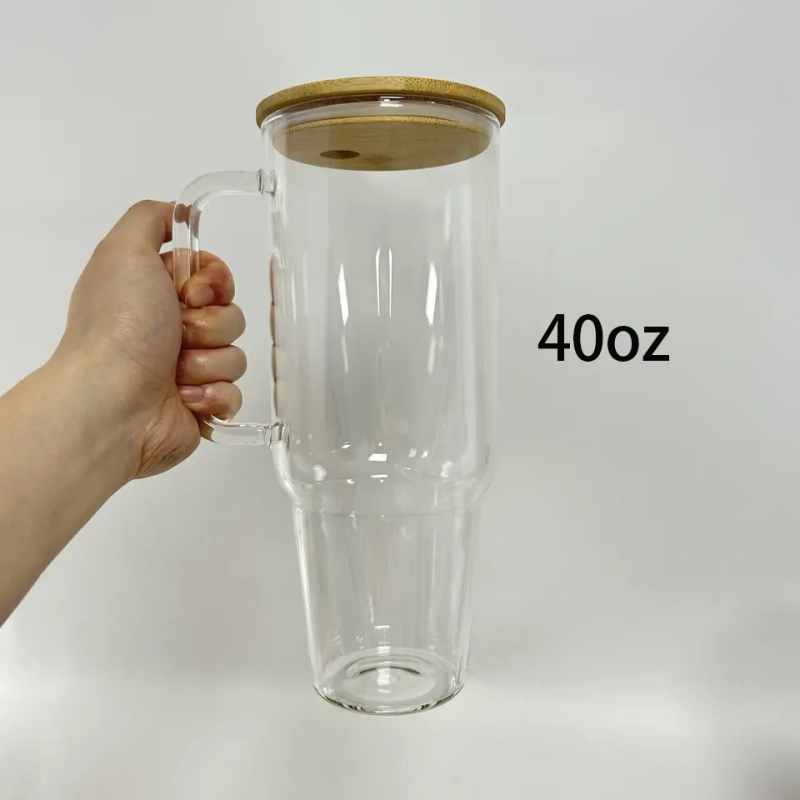 RTS US 32oz/40oz Sublimation Clear/Frosted Glass Mug with Handle Free Shipping (12PCS)