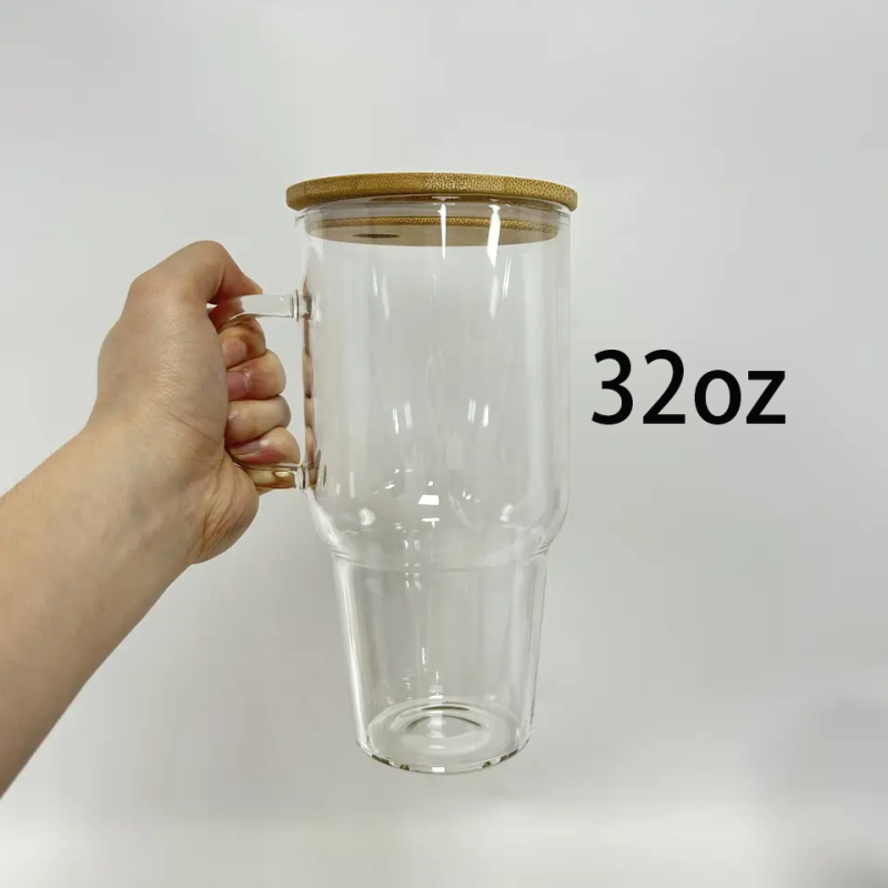 RTS US 32oz/40oz Sublimation Clear/Frosted Glass Mug with Handle Free Shipping (12PCS)