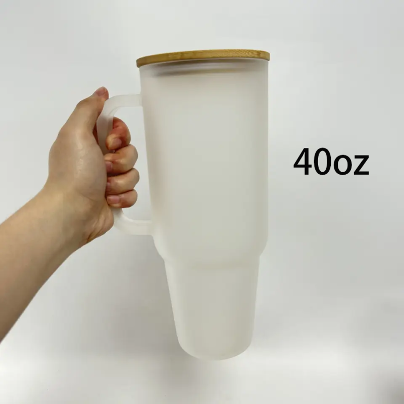 RTS US 32oz/40oz Sublimation Clear/Frosted Glass Mug with Handle Free Shipping (12PCS)