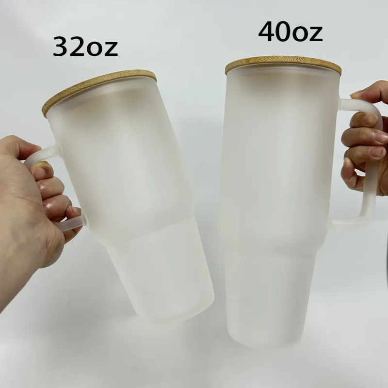 RTS US 32oz/40oz Sublimation Clear/Frosted Glass Mug with Handle Free Shipping (12PCS)