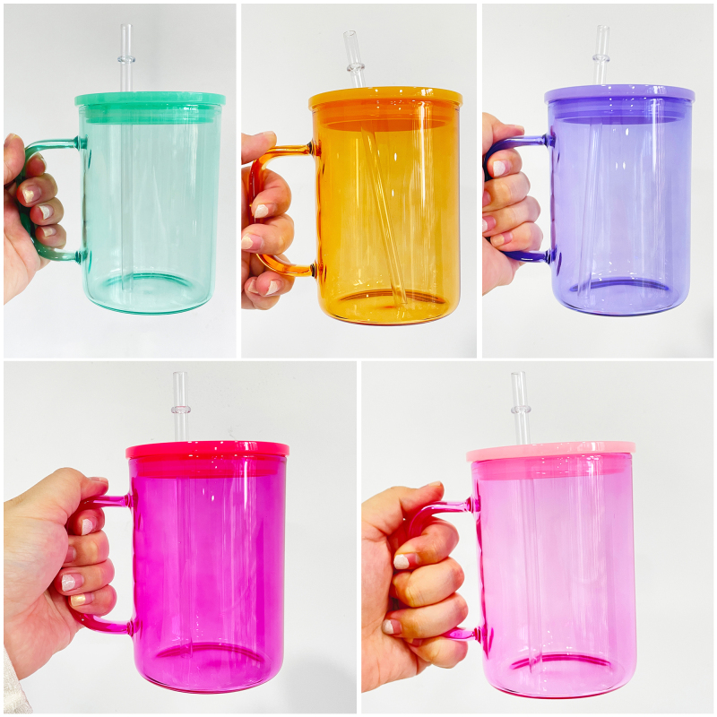 NEW China RTS 17oz Sublimation Colored Glass Mug Free Shipping (25PCS/50PCS)