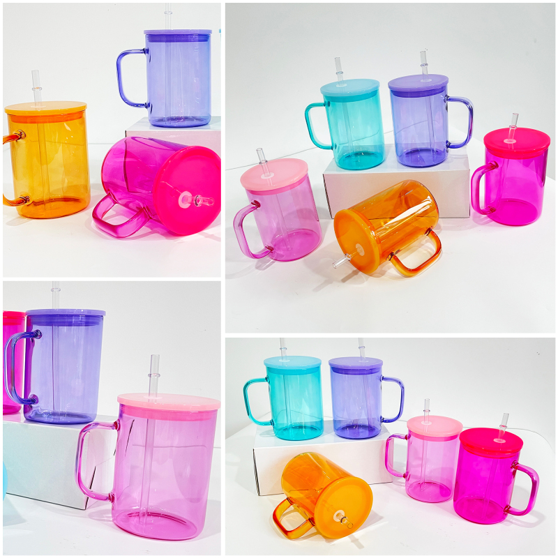 NEW China RTS 17oz Sublimation Colored Glass Mug Free Shipping (25PCS/50PCS)