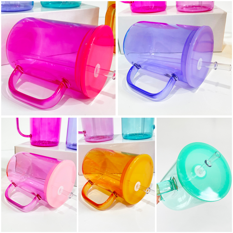 NEW China RTS 17oz Sublimation Colored Glass Mug Free Shipping (25PCS/50PCS)