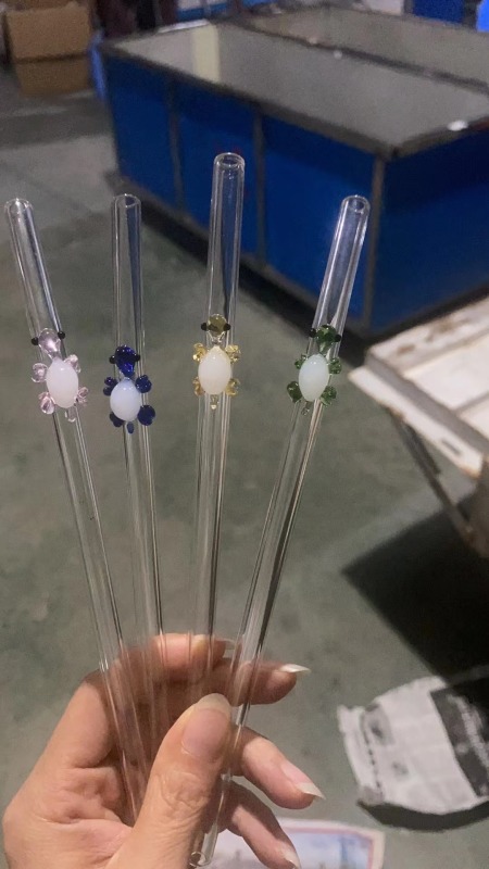 China RTS 7.8inch (20cm) Glass Straw with Carton Characters Free Shipping (50pcs/100pcs/200pcs)