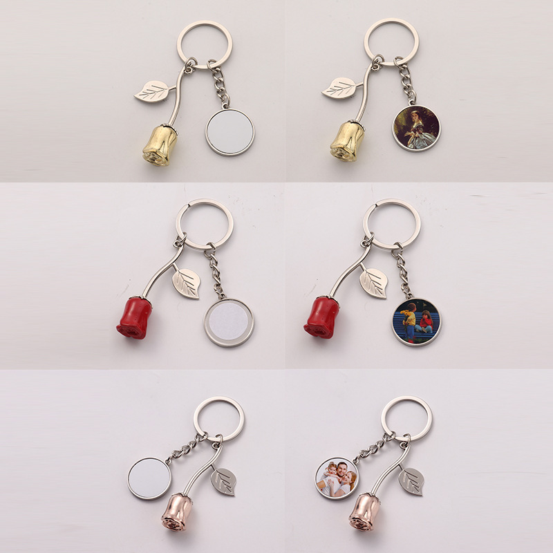 NEW RTS Sublimation Blank Rose Keychain Free Shipping (25pcs/50pcs)