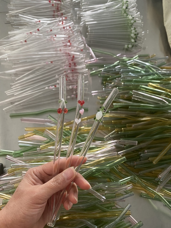 China RTS 7.8inch (20cm) Glass Straw with Carton Characters Free Shipping (50pcs/100pcs/200pcs)