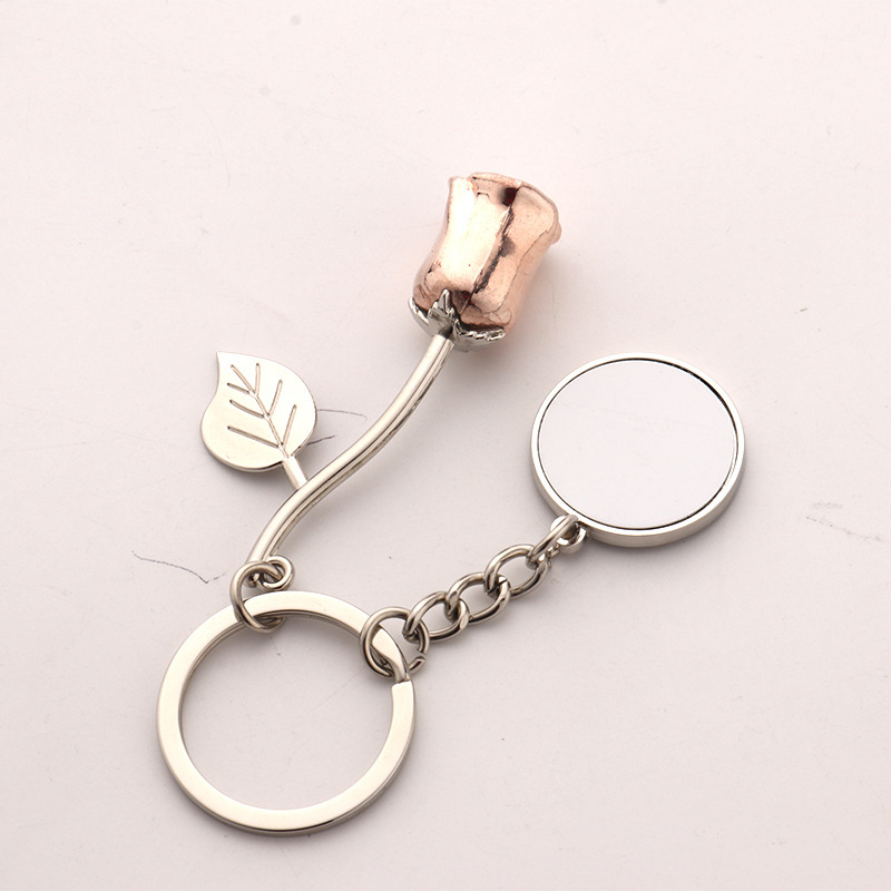 NEW RTS Sublimation Blank Rose Keychain Free Shipping (25pcs/50pcs)