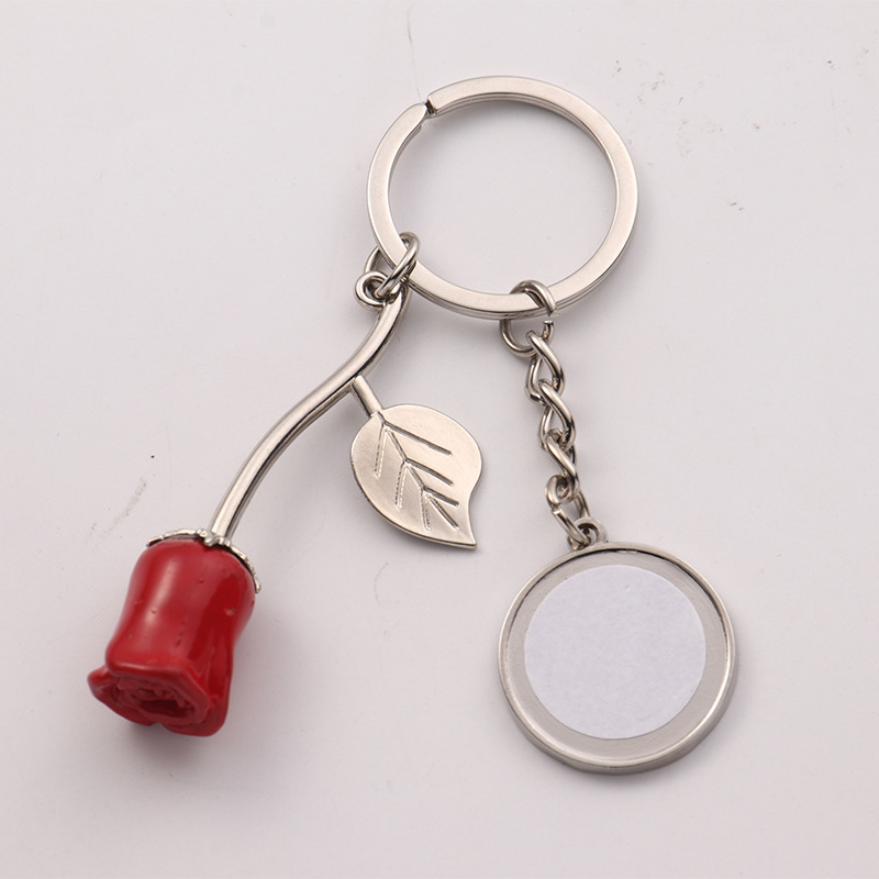 NEW RTS Sublimation Blank Rose Keychain Free Shipping (25pcs/50pcs)