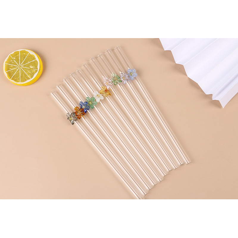 China RTS 7.8inch (20cm) Glass Straw with Carton Characters Free Shipping (50pcs/100pcs/200pcs)