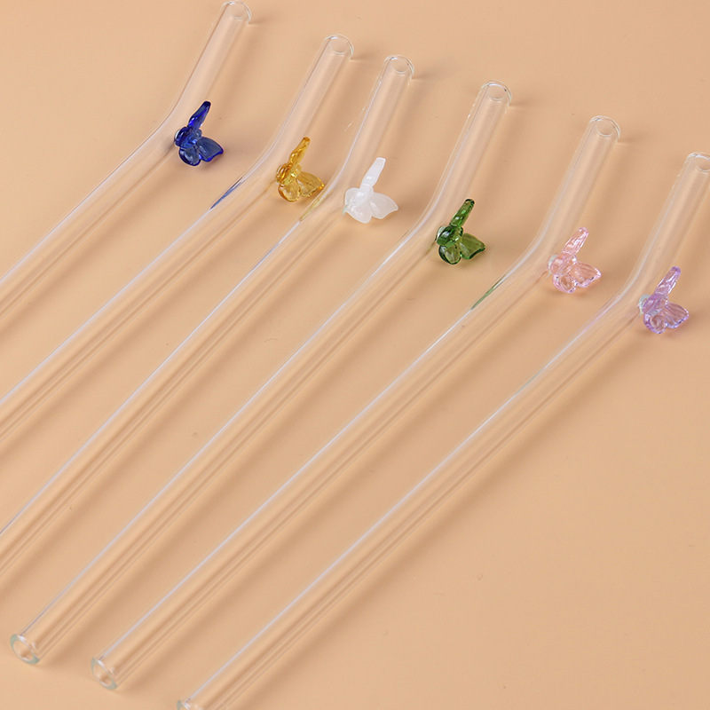 China RTS 7.8inch (20cm) Glass Straw with Carton Characters Free Shipping (50pcs/100pcs/200pcs)