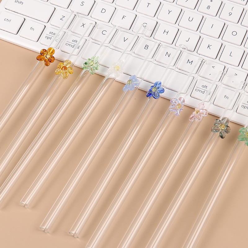 China RTS 7.8inch (20cm) Glass Straw with Carton Characters Free Shipping (50pcs/100pcs/200pcs)