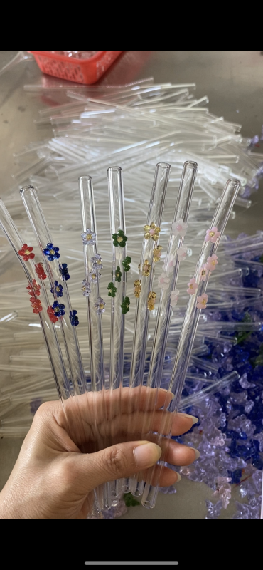 China RTS 7.8inch (20cm) Glass Straw with Carton Characters Free Shipping (50pcs/100pcs/200pcs)