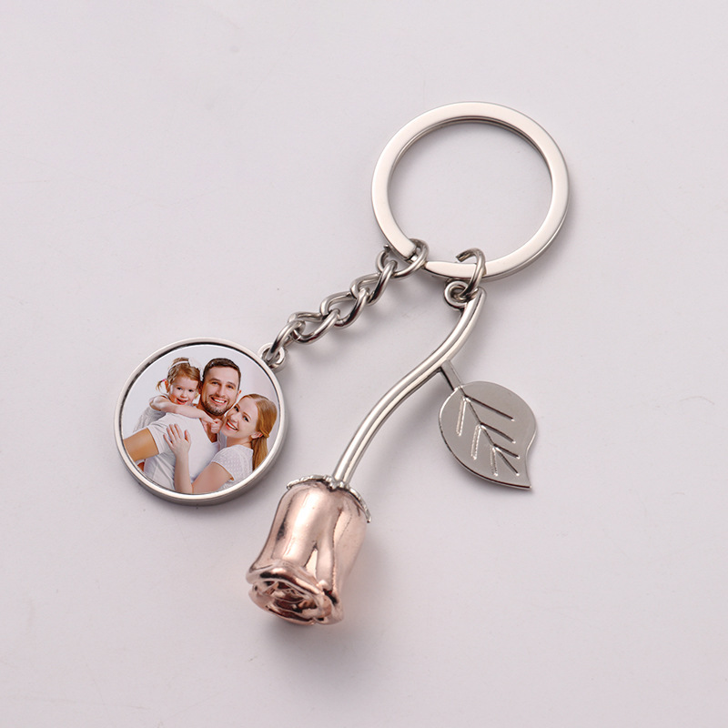 NEW RTS Sublimation Blank Rose Keychain Free Shipping (25pcs/50pcs)