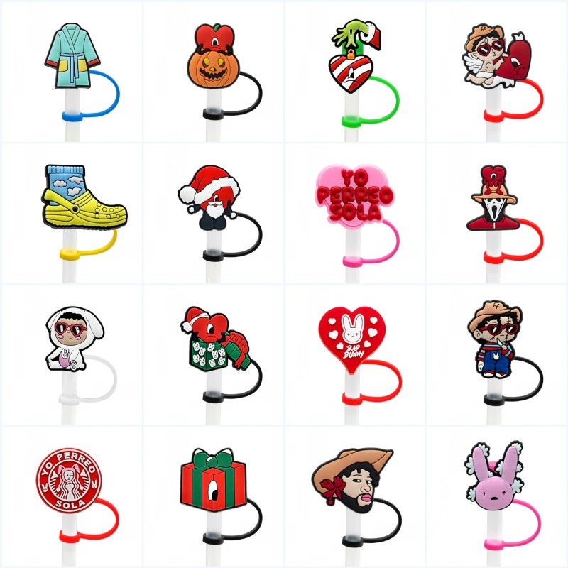 NEW RTS Cute Adorbale Straw Toppers Fit 7-8mm Dia Straw Free Shipping (100pcs/20pcs)