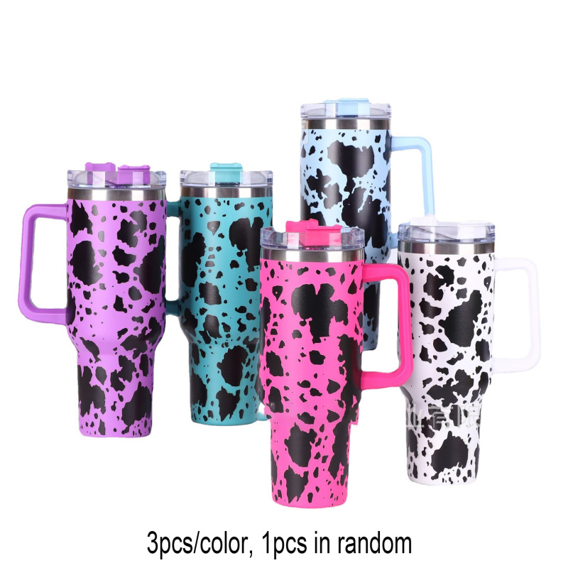 US RTS 40oz Non-sublimation Stainless Steel Cow Print Mug Free Shipping (16PCS)