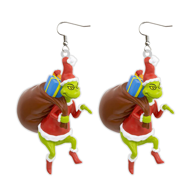 NEW RTS Acrylic Grinch Earrings for Christmas Free Shipping (50Pairs)