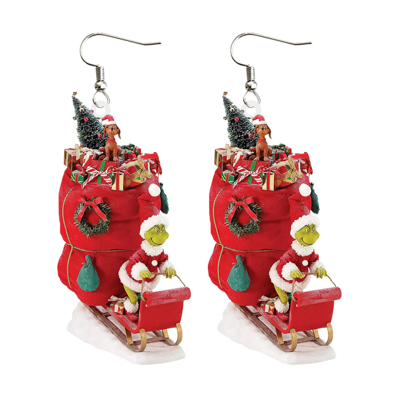NEW RTS Acrylic Grinch Earrings for Christmas Free Shipping (50Pairs)