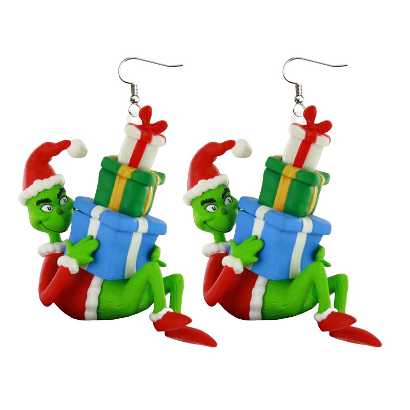NEW RTS Acrylic Grinch Earrings for Christmas Free Shipping (50Pairs)