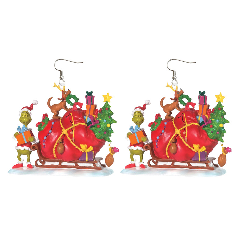 NEW RTS Acrylic Grinch Earrings for Christmas Free Shipping (50Pairs)