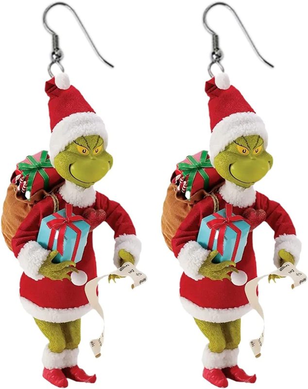 NEW RTS Acrylic Grinch Earrings for Christmas Free Shipping (50Pairs)