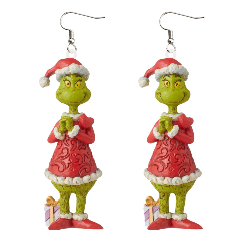 NEW RTS Acrylic Grinch Earrings for Christmas Free Shipping (50Pairs)