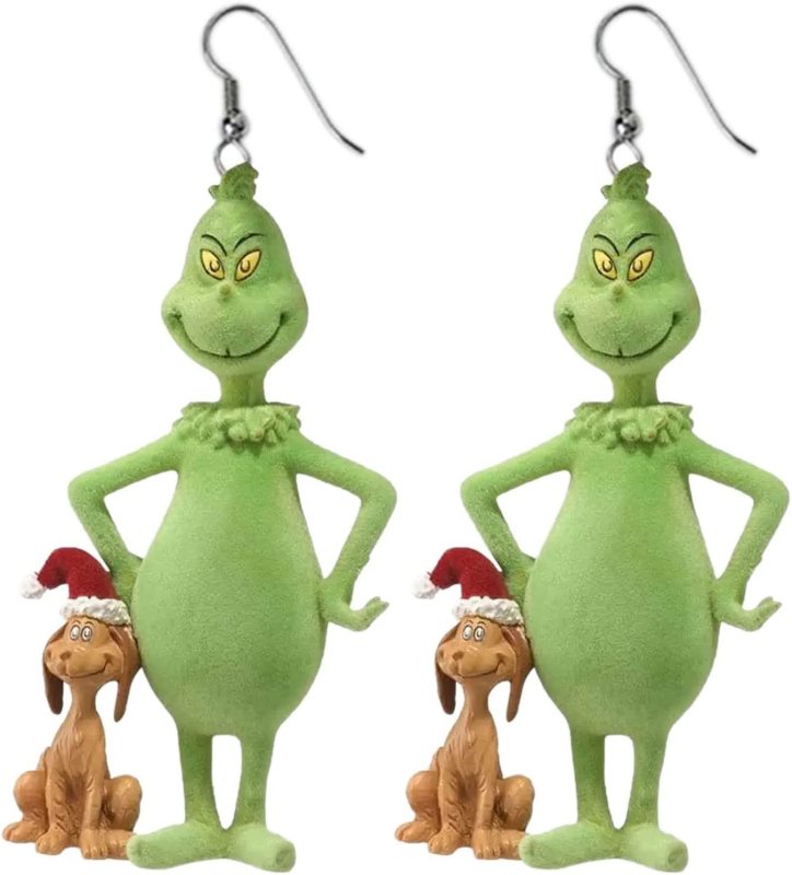 NEW RTS Acrylic Grinch Earrings for Christmas Free Shipping (50Pairs)